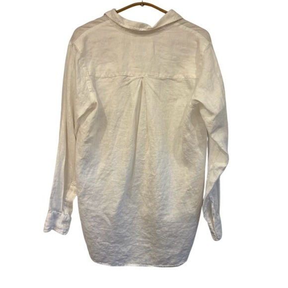 Grayson 1 The Hero Linen Button Down Shirt White Long Sleeve Relaxed Womens XS - Picture 7 of 8